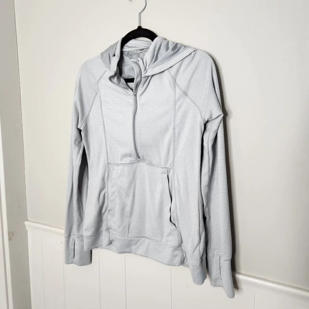 ATHLETA Grey Stripe Heavenly Hail Zip Jacket